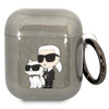 Etui Karl Lagerfeld KLA2HNKCTGK na AirPods 1/2 - czarne Glitter Karl&Choupette