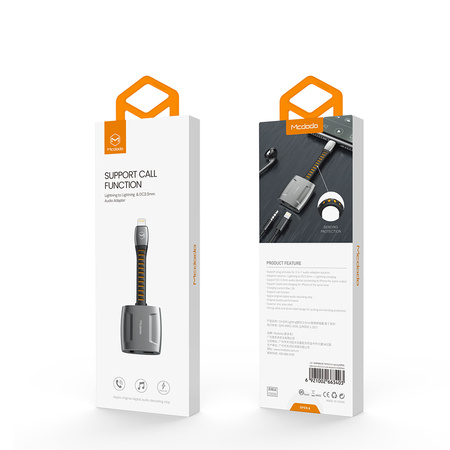 MCDODO PRZEJŚCIÓWKA ADAPTER LIGHTNING MINI JACK 3,5MM KABEL DO IPHONE 13 14