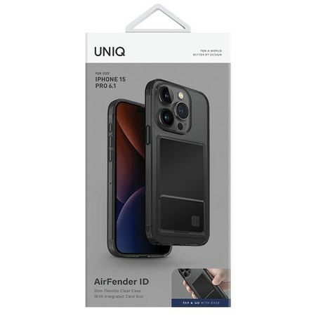 UNIQ etui Air Fender ID iPhone 15 Pro 6.1" szary/smoked grey tinted Cardslot
