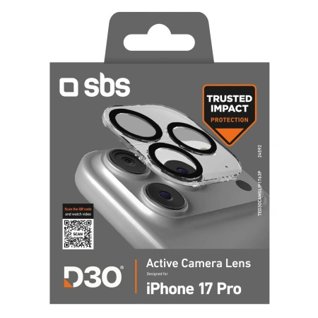 SBS SZKŁO OCHRONNE CAMERA GLASS DO IPHONE 17 PRO Z TECHNOLOGIĄ D3O OCHRONY