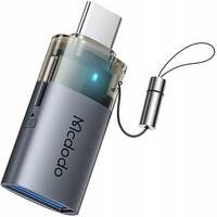 MCDODO ADAPTER PRZEJŚCIÓWKA USB-A DO USB-C CZYTNIK KART TF 512GB OTG LED