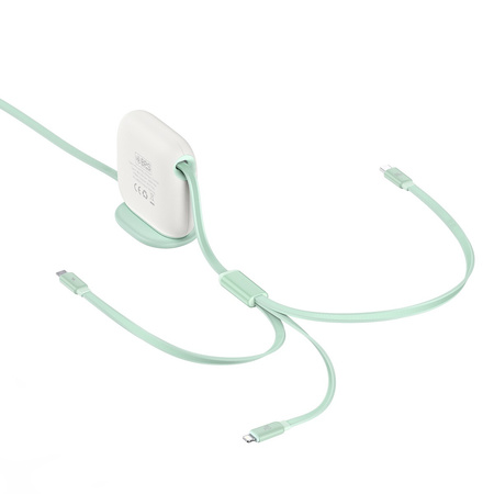 Baseus Traction Series zwijany kabel 3 w 1 USB Typ C - micro USB / USB Typ C / Lightning Power Delivery 100W 1,7m zielony (CAQY000006)