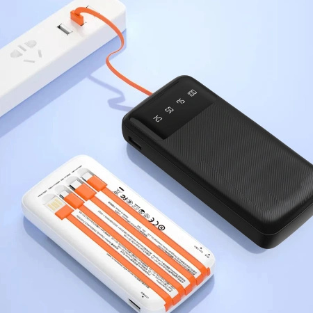 Dudao K6Pro uniwersalny powerbank 10000mAh z kablem USB, USB Typ C, Lightning czarny (K6Pro-black)