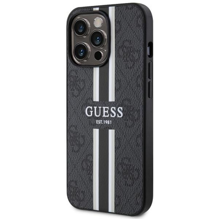 Etui Guess GUHMP13XP4RPSK na iPhone 13 Pro Max - czarne 4G Printed Stripes MagSafe