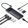 Hub USB-C Baseus Metal Gleam II 10w1 HDMI USB-A USB-C RJ45 SD/TF - szary