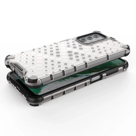 HURTEL ETUI HONEYCOMB DO SAMSUNG GALAXY A32 5G Z ŻELOWĄ RAMKĄ PRZEZROCZYSTE