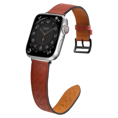 Strap Leather skórzany pasek Apple Watch SE, 8, 7, 6, 5, 4, 3, 2, 1 (41, 40, 38 mm) opaska bransoleta czerwony