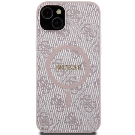 Etui Guess 4G Collection Leather Metal Logo MagSafe na iPhone 14 / 15 / 13 - różowe