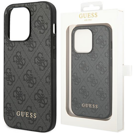 Etui Guess 4G Metal Gold Logo na iPhone 15 Pro - szare