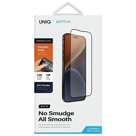 UNIQ MATTE SZKŁO HARTOWANE DO IPHONE 15 PRO MAX 6.7 OCHRONNE Z APLIKATOREM