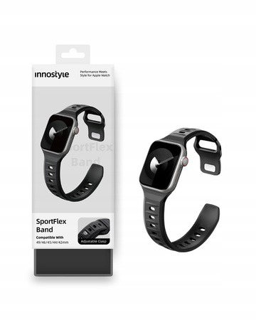 INNOSTYLE PASEK DO ZEGARKA SMARTWATCH 42 44 45 46 49 MM SILIKONOWY CZARNY
