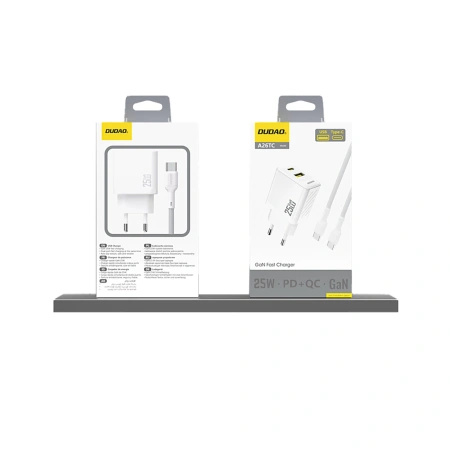 DUDAO ŁADOWARKA GAŃ 25W USB-A USB-C DO TELEFONÓW IPHONE GALAXY 25W SZYBKIE