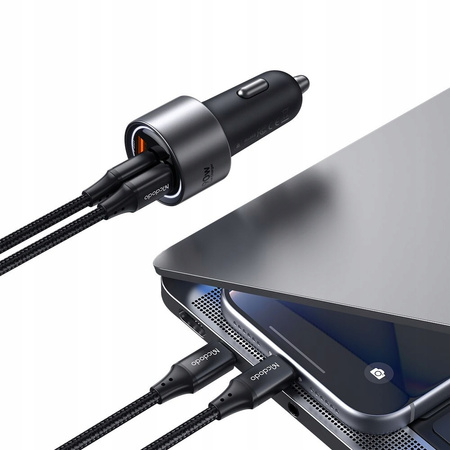 MCDODO SZYBKA ŁADOWARKA SAMOCHODOWA DO TELEFONU LAPTOPA 2X USB-C USB-A 90W