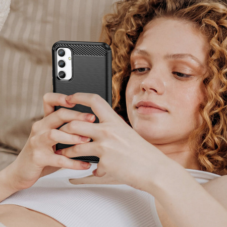 Carbon Case etui do Samsung Galaxy A04e elastyczny silikonowy karbonowy pokrowiec czarne