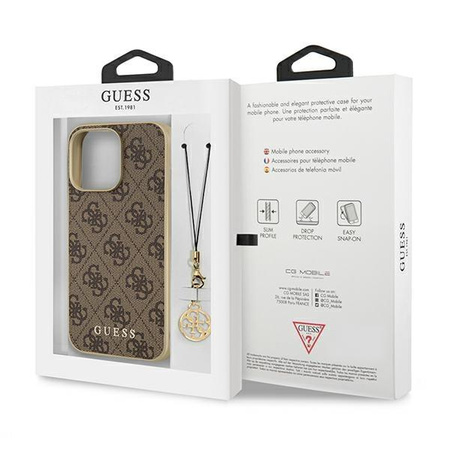 Etui Guess GUHCP13LGF4GBR na iPhone 13 Pro / 13 - brązowe 4G Charms Collection