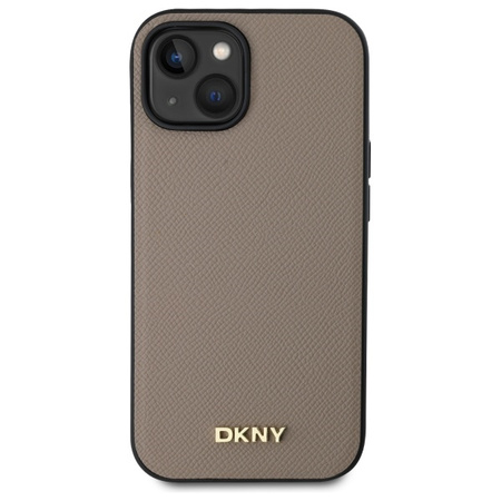 DKNY ETUI HARDCASE DO IPHONE 15 6.1 Z LOGO METALOWYM I DO MAGSAFE BEŻOWE