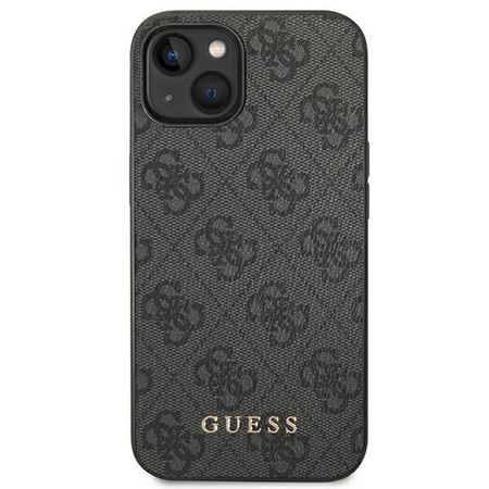 Etui Guess GUHCP14SG4GFGR na iPhone 14 - szare 4G Metal Gold Logo