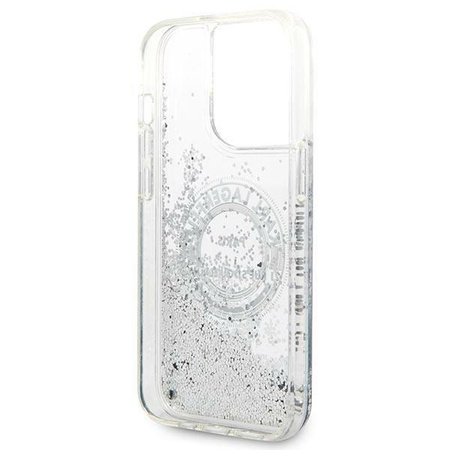 Etui Karl Lagerfeld KLHCP14LLCRSGRS na iPhone 14 Pro - srebrne Liquid Glitter RSG