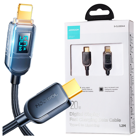 Joyroom kabel USB C - Lightning 20W z wyświetlaczem mocy ładowania 1,2 m czarny (S-CL020A4)