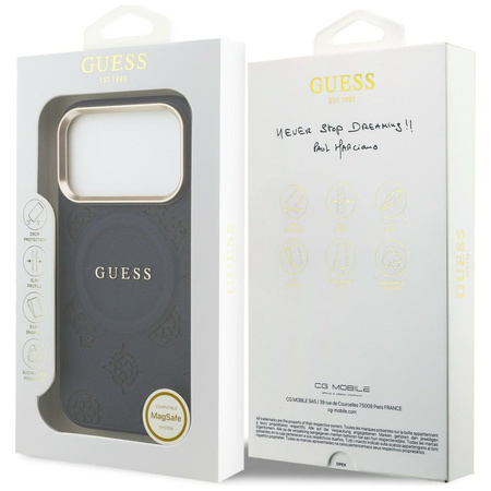 Etui Guess Peony Hot Stamp MagSafe do    iPhone 17 Pro Max niebieski