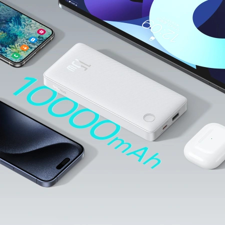 Powerbank Baseus Airpow Lite 10000mAh 15W z kablem Baseus Simple USB-A - USB-C 30cm - biały