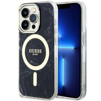 Etui Guess GUHMP14LPCUMAK na iPhone 14 Pro - czarne Marble MagSafe