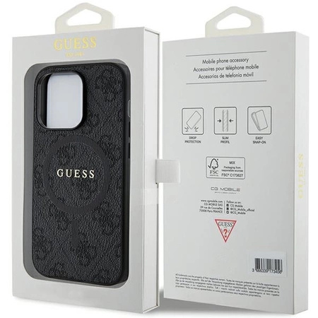 Etui Guess 4G Collection Leather Metal Logo MagSafe na iPhone 14 Pro Max - czarne