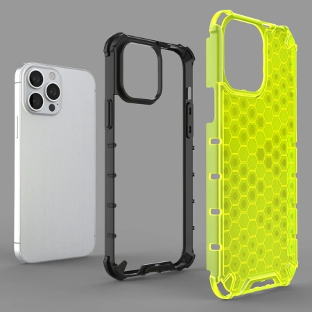 HURTEL ETUI PANCERNE DO IPHONE 13 PRO MAX HONEYCOMB Z ŻELOWĄ RAMKĄ