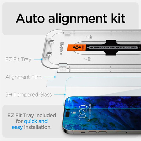 SZKŁO HARTOWANE SPIGEN GLAS.TR ”EZ FIT” 2-PACK IPHONE 14 PRO MAX CLEAR