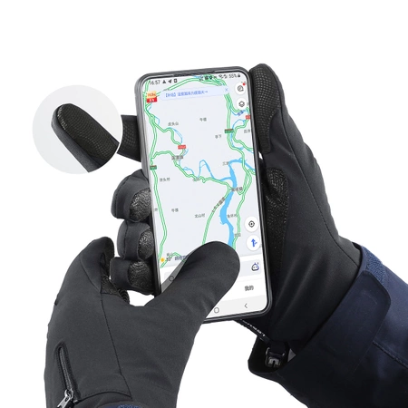 Rękawiczki sportowe do telefonu zimowe antypoślizgowe (rozmiar XL) - czarne