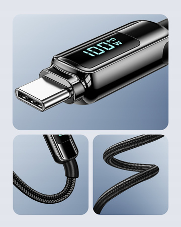 INNOSTYLE KABEL Z WYŚWIETLACZEM USB-C SZYBKIE ŁADOWANIE USB TYP C 100W 1M