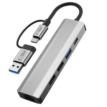 TECH-PROTECT HUB ADAPTER 5IN1 TYPE-C DO USB2.0 USB3.0 RJ45 KOMPUTER MACBOOK