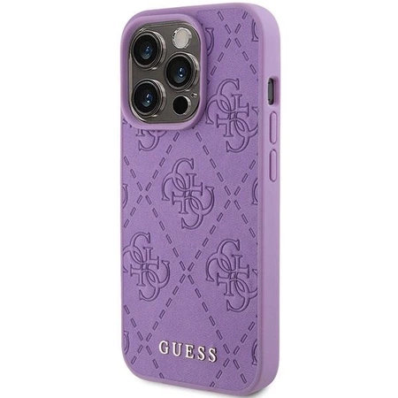 Etui Guess Leather 4G Stamped na iPhone 15 Pro Max - fioletowe