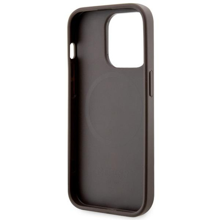 Etui Guess GUHMP14XP4RPSW na iPhone 14 Pro Max 6.7" - brązowe 4G Printed Stripes MagSafe