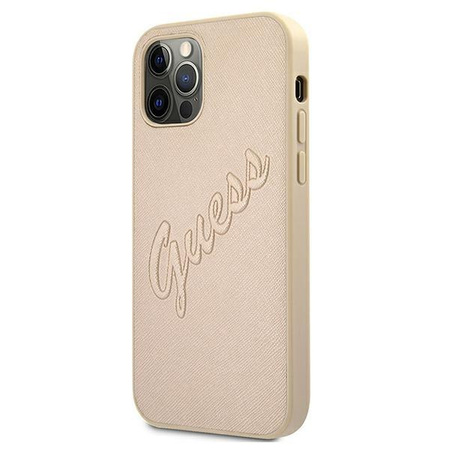 Guess GUHCP12LRSAVSLG iPhone 12 Pro Max 6,7" złoty/gold hardcase Saffiano Vintage Script