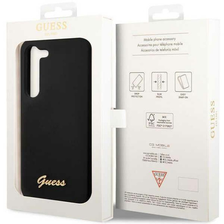 Etui Guess GUHCS23SSLSMK S23 S911 - czarne Silicone Vintage Gold Logo