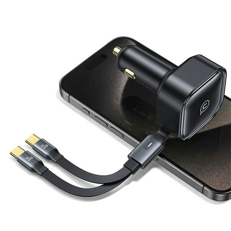 USAMS ŁADOWARKA SAMOCHODOWA ZWIJANY KABEL 2XUSB-C 30W PD DO IPHONE 12 13 14