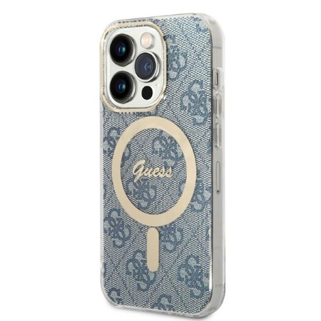 Guess zestaw ładowarka MagSafe + etui do iPhone 14 Pro Max 6,7" niebieskie 4G Print (GUBPP14XH4EACSB )