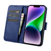 iCarer Wallet Case 2in1 etui iPhone 14 skórzany pokrowiec z klapką Anti-RFID niebieski (WMI14220725-BU)