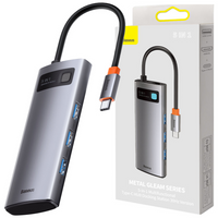 Baseus Metal Gleam Series multifunkcjonalny HUB USB 5w1 USB Typ C PD 100W HDMI szary (WKWG020013)