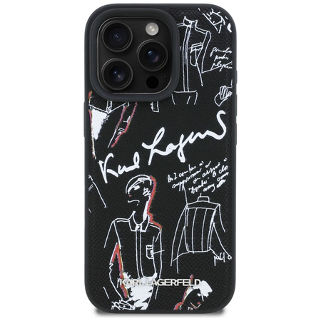 Etui Karl Lagerfeld Grained Pattern &    Logo MagSafe do iPhone 16 Pro czarny