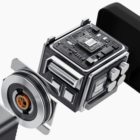 Ładowarka sieciowa Dudao A67EU GaN 67W z wbudowanym zwijanym kablem USB-C Power Delivery Quick Charge - czarna