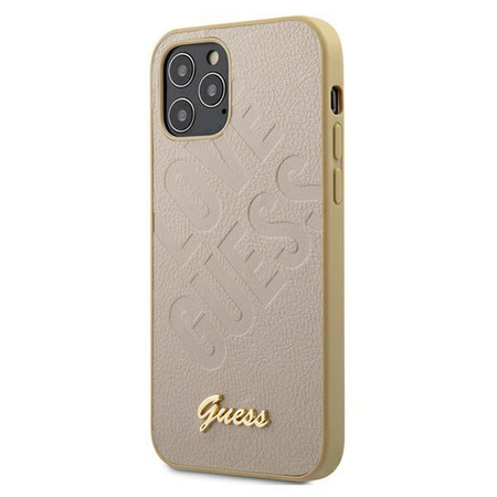 Guess GUHCP12SPUILGLG iPhone 12 mini 5,4" złoty/gold hardcase Iridescent Love Script Gold Logo