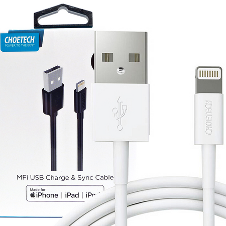 Choetech certyfikowany kabel przewód USB-A - Lightning MFI 1,8m biały (IP0027)