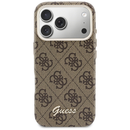 Etui Guess 4G Script MagSafe do iPhone   17 Pro brązowy