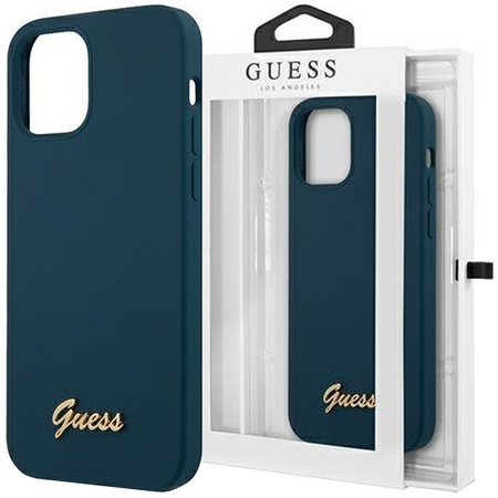 Guess GUHCP12SLSLMGBL iPhone 12 mini 5,4" niebieski/blue hardcase Metal Logo Script