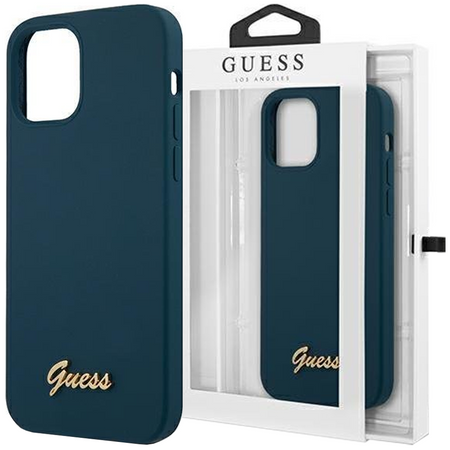 Guess GUHCP12LLSLMGBL iPhone 12 Pro Max 6,7" niebieski/blue hardcase Metal Logo Script