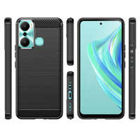 Carbon Case etui do Infinix Hot 20 Play elastyczny silikonowy karbonowy pokrowiec czarne