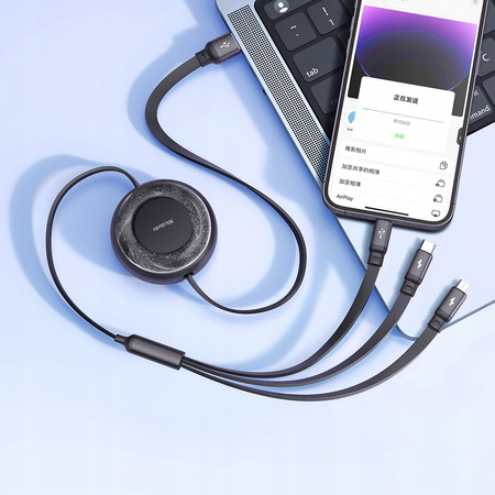 Kabel Zwijany Mcdodo, Micro USB, Lightning, Usb-C, 3w1, Czarny