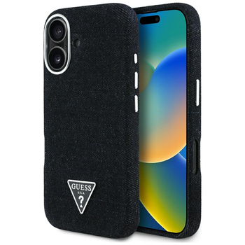GUESS ETUI DENIM TRIANGLE LOGO DO IPHONE 16 DO MAGSAFE OCHRONA Z LOGO